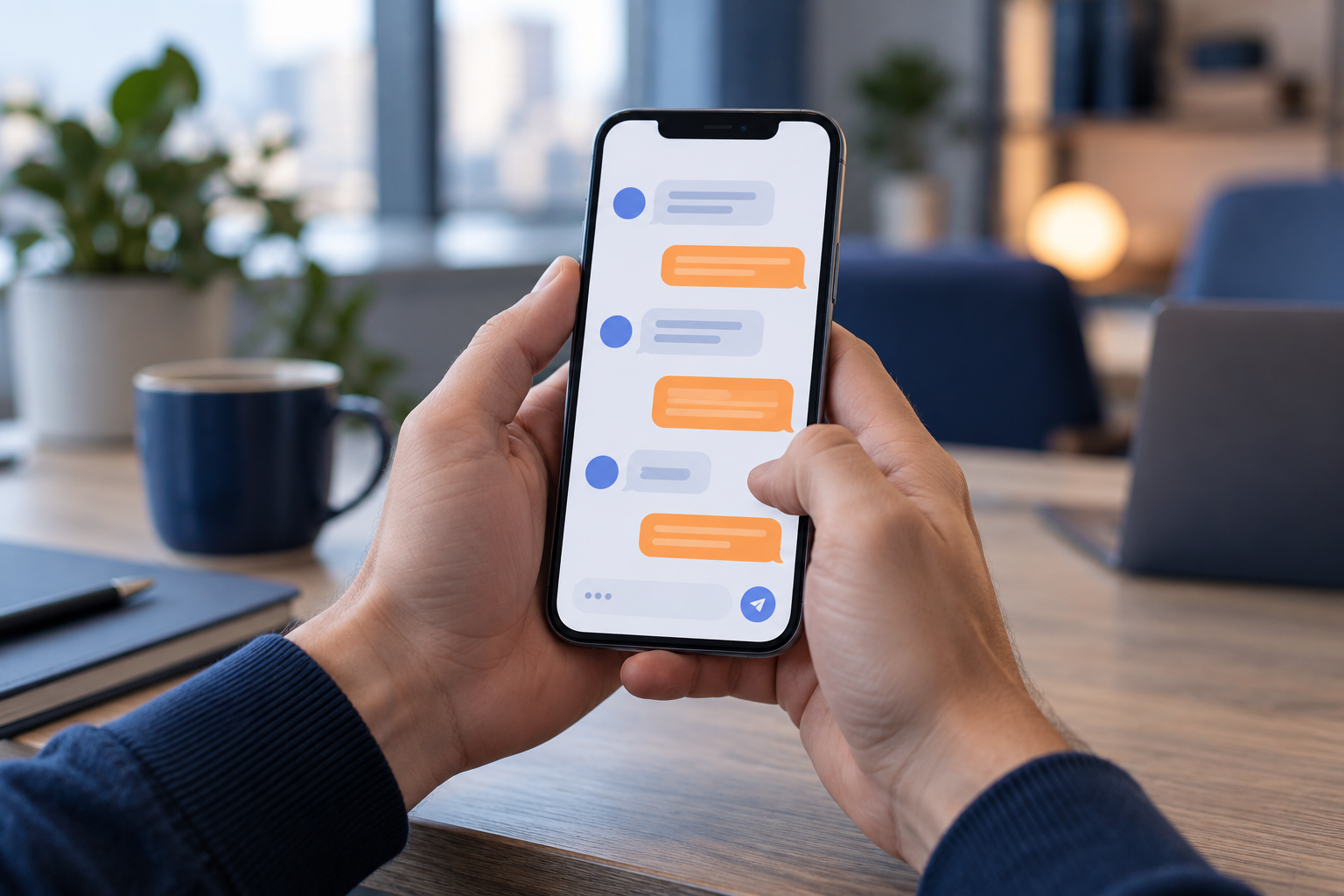 Comunicação por mensagens em um smartphone